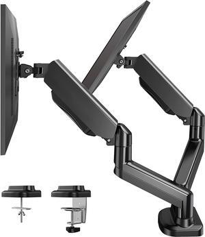 HUANUO Dual Arm Monitor Stand  Adjustable Gas Spring Computer Desk Mount VESA Bracket with C Clamp Grommet Mounting Base for 13 to 27 Inch Computer Screens  Each Arm Holds Up to 176lbs
