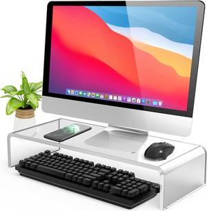 Cilinta Acrylic Monitor Stand, Monitor Riser/Computer Stand Sturdy and Transparent for Home, Office and Business, PC Desk Stand for Keyboard/Notebook/Office Supplies Storage Modern and Creative