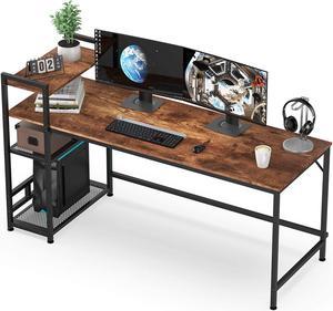 HOMIDEC Writing Computer Desk, Office Work Desk with Bookshelf, 63 Inch Study Laptop Table with 4 Tier DIY Storage Shelves, Modern Simple Style Desks for Bedroom, Home, Office (63 x 23.6 x 43.3 inch)