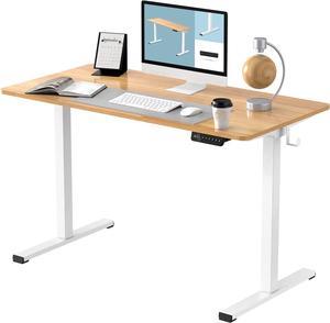 FLEXISPOT Standing Desk Electric Sit Stand Desk with 48 x 24 Inches Ergonomic Memory Controller Adjustable Height Desk with USB Charging Ports(White Frame + Honey Wheat Desktop)