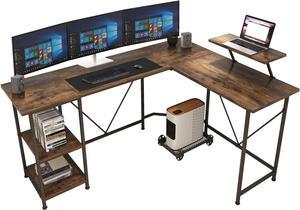 Maxzzz Computer Desk, L Shaped Desk Corner Gaming Desk with Storage Shelves, Multi-Usage Laptop Desk & Home Office Desk Sturdy Gaming Table Workstation Desk with Large Monitor Stand