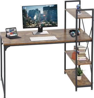 FDW Industrial Computer Desk with Storage Shelves, 48 x 24 Writing Desk with Bookshelf, Simple Modern Study Desk Laptop Table Workstation for Home Office, Easy Assembly, Vintage