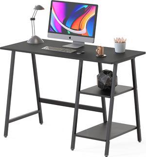 SHW Ivy Trestle Desk with Storage Shelves for Home/Office, 43-Inch, Black