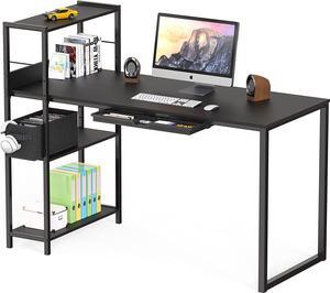 SHW 46-Inch Mission Desk with Side Shelf, Black