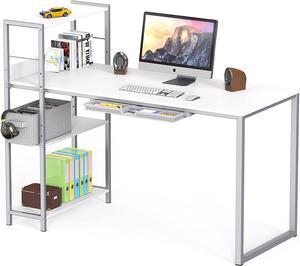 SHW 46-Inch Mission Desk with Side Shelf, White