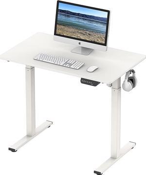 SHW Height Adjustable Standing Desk, White, 100 x 60 cm