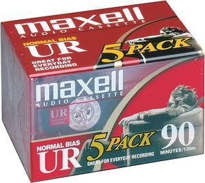 Maxell 108562 UR-90 Audio Cassette Tape, 5 Pack-Brick (108562)