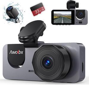 3 Channel 1080P Dash Cam Front and Rear Inside,32GB SD Card Included Three Way Triple Car Camera,IR Night Vision Dash Camera for Cars,Loop Recording, G-Sensor, Parking Monitor for Taxi