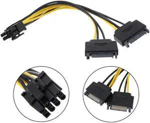Dual SATA to PCI-E Power Cable 15Pin SATA to 8 pin / 6 pin Video Card Power Wire