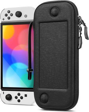 Fintie Slim Carrying Case for Nintendo Switch OLED Model 2021/Switch 2017 - [Slim Fit] Shockproof Protective Travel Storage Bag w/10 Game Cartridges for Switch Console Joy-Con, Black