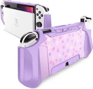 Mumba Dockable Case for Nintendo Switch OLED 2021, [Blade Series] TPU Grip Protective Cover Accessories Compatible with Nintendo Switch OLED and Joy-Con Controller (BBPurple)