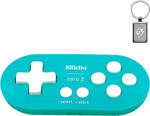 Mcbazel 8Bitdo Zero 2 Bluetooth Gamepad Wireless Controller for NS Switch/Windows/Android/macOS/Steam/Raspberry Pi (Turquoise Edition) with Keychain