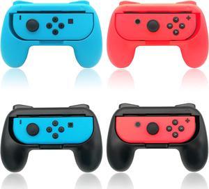 FYOUNG Hand Grips Compatible with Joycons, Comfrot Grip Handle Kit Compatible with Nintendo Switch/Switch OLED Model Controller (4 Pack) (Black-Blue-Red)