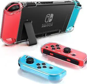 Dockable Clear Case for Nintendo Switch, FANPL Protective Case Cover for Nintendo Switch and Joy Con Controller- Crystal Clear