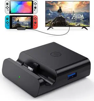 NEWDERY Switch TV Dock for Nintendo, Switch Docking Station for TV, USB C to 4K HDMI Multiport Hub Adapter, Portable PD Charger Dock for Nintendo Switch & OLED, Perfect for Nintendo Switch Accessories