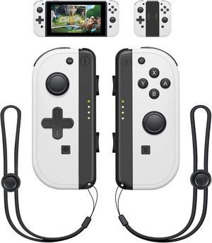 Switch Controllers Joycon Support 6-Axis Gyro, Babomi Switch Joycon Compatible with Switch, Switch Joy con Controller Support Wake-up Function with Grip and Strap(White)