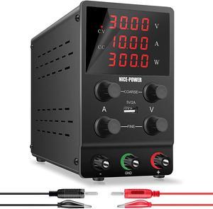 DC Power Supply Variable, Adjustable Bench Power Supply with 4-Digit LED  Display, 0-30 V/0-10 A, Display Power, Lock Function(Button), Protective