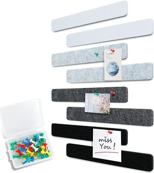 Uoisaiko Felt Pin Board Bar 15"x2", Pack of 8 Bulletin Board Strips with 40 Push Pins, Home Office Memos Notice Boards Felt Wall Tiles Uoisaiko Felt Pin Board Bar 15"x2", Pack of 8 Bulletin Board Strips with 40 Push Pins, Home Office Memos Notice Boards Felt Wall Tiles
