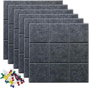 Uoisaiko Large Felt Board Tiles for Wall with 30 Push Pins, 11.8"x11.8" Pack of 6 Pin Board Notice Boards for Home Office Kitchen, Bulletin Board Wall Tiles for Photos Memos