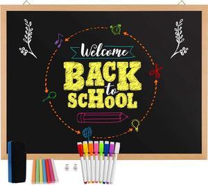 Magnetic Chalk Board 24" X 18", Blackboard, Real Natural Wood Framed Wall Chalkboard Signs for Kitchen, Kids, Home Decor, School, Restaurant.