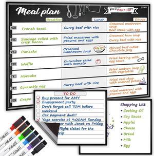 Magnetic Meal Planning Whiteboard - 14.5x11" Weekly Menu Board for Fridge - 7.5x5.5" Notes - 7.5"x5.5" Whiteboard for Kitchen Refrigerator - Whiteboard Chalkboard Magnet Set