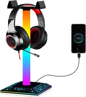 GIPOYENT RGB Gaming Headphone Stand Light with USB Port RGB Gaming Stand Light for Desktop PC Gaming Headset Accessories, Best Gift for Husband, Kids, Boyfriend