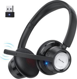 Wireless Headset with Microphone Noise Canceling 20Hrs New Bee V5.0 Bluetooth Headset Office Headset with USB Dongle & 270° Mute Mic for Skype Zoom Laptop Computer Phone