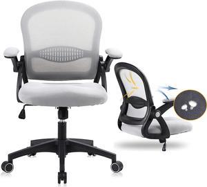 Home Office Chair Ergonomic Desk Chair Adjustable Height Mesh Computer Chair Swivel Task Chair with Flip-up Armrests (Grey/Black)