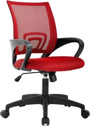 Home Office Chair Ergonomic Desk Chair Mesh Computer Chair with Lumbar Support Armrest Executive Rolling Swivel Adjustable Mid Back Task Chair for Women Adults (Red)