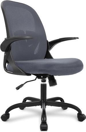 Office Chair Primy Ergonomic Desk Chair with Adjustable Lumbar Support and Height, Swivel Breathable Desk Mesh Computer Chair with Flip up Armrests for Conference RoomDark Gray