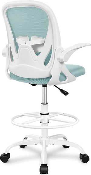 Drafting Chair Primy Tall Office Chair with Flip-up Armrests Executive Ergonomic Computer Standing Desk Chair with Adjustable Footrest Ring and Lumbar SupportLight Blue Drafting Chair Primy Tall Office Chair with Flip-up Armrests Executive Ergonomic Computer Standing Desk Chair with Adjustable Footrest Ring and Lumbar SupportLight Blue