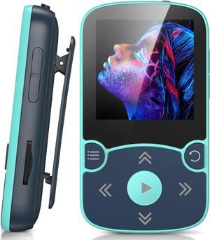 32GB MP3 Player with Bluetooth 5.0, AGPTEK Clip Jam MP3 Player Portable Music Player HiFi Lossless Sound with FM Radio, Voice Recorder, E-Book, Supports up to 128GB TF Card (Blue)