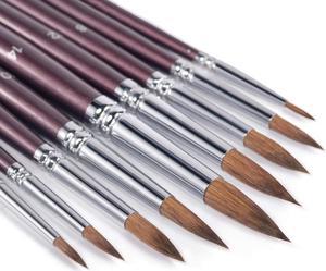 Sable Watercolor Brushes, Fuumuui 9pcs Detail to Mop Round Pointed Paint Brushes Superior Sable Paint Brushes Perfect for Watercolor Gouache Acrylic Ink Painting