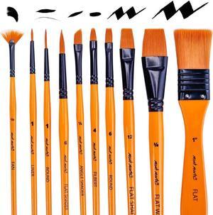 Mont Marte Signature Acrylic Brush Set in Wallet, 11 Piece, 10 Taklon Paint Brushes, Ideal for Acrylic Painting