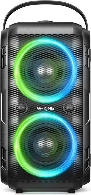 W-KING 80W Bluetooth Speakers Loud, Super Rich Bass, Huge 105dB Sound Powerful Portable Wireless Outdoor Bluetooth Speaker, Mixed Color Lights, 24H Playtime, AUX, USB Playback, TF Card, Non-Waterproof