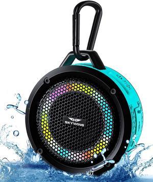 SKYWING Soundace S6 IPX7 Waterproof Shower Speaker 5W Bass+ Bluetooth Speaker with Suction Cup Hook Lanyard RGB Light,Premium Mini Portable Outdoor Wireless Speaker for Bike Pool Beach