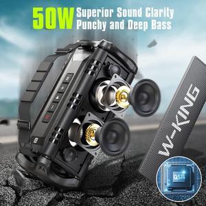 50W Outdoor Waterproof Bluetooth Speaker, W-KING Portable Speakers Bluetooth Wireless 70W Peak Stereo Sound/Super Deep Bass/40H/Dual Pairing/EQ/Power Bank/TF/AUX, Party Loud Speaker for Home,Travel