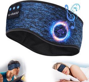 Bluetooth Headband Sports Sleep Headphones, Wireless Music Sleeping Headphones Sleep Eye Mask Earbuds IPX6 Waterproof for Side Sleepers Workout Running Insomnia Travel Yoga Office (Blue)