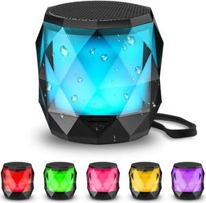 LFS Portable Bluetooth Speaker with Lights, LED Wireless Speaker, Magnetic Waterproof Speaker, 7 Color Lights, TWS Pairing, Mini Speaker for Home, Outdoor, Christmas -Black