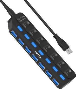 IVETTO USB Hub 3.0, 7 Port Data USB Splitter with Individual LED Switches for Laptop, PC, MacBook, Mac Pro, Mac Mini, iMac, Surface Pro and More USB Devices