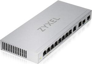 Zyxel Multi-Gig 12-Port Unmanaged Switch with 2-Port 2.5G and 2-Port 10G SFP+ Desktop/Wallmount, 5-Years Warranty [XGS1010-12]