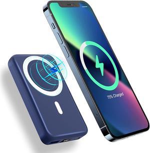 AOGUERBE Magnetic Wireless Portable Charger, 10000mAh Wireless Power Bank PD 22.5W Fast Charging with USB-C LED Display Mag-Safe Battery Pack Compatible for iPhone 12&13/ Pro/Mini/Pro Max,blue