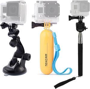 TEKCAM Action Camera Accessories Kit,Floating Handle Grip Selfie Stick and Suction Cup Mount Compatible with Gopro Hero 11 10 9 8 7/AKASO EK7000/Brave 4/V50 Elite/V50X Native/CAMWORLD Action Camera