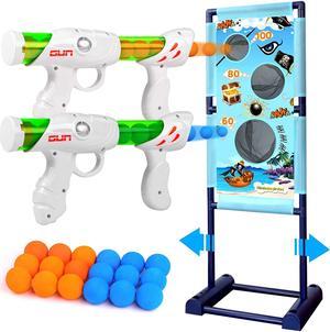 Gun Toy for 5 6 7 8 9 10 11 12 Years Old Boys Girls Best Kids Birthday Gift with Moving Shooting Target 2 Blaster Guns and 18 Foam Balls  Compatible with Nerf Toy Guns