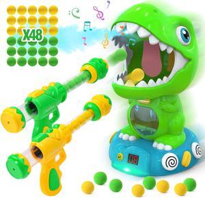 EagleStone Movable Dinosaur Shooting Toys for Kids 57 with Spraying Electronic Target Game Toy with 2 Pump Guns 48 Foam Balls Party Favor Christmas Toys with Score Record Sound for Boys  Girs
