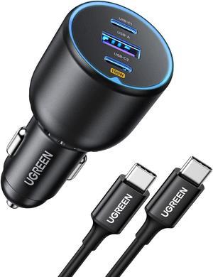 UGREEN 130W USB C Car Charger, Car Phone Charger with 100W USB C Cable PD3.0/QC4.0/PPS Fast Charging Car Adapter with LED Light, Compatible with iPhone 14/13/12, Galaxy S23/S22, iPad, MacBook