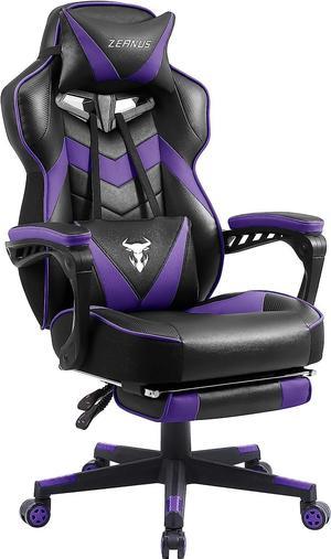 Zeanus Purple Gaming Chair with Footrest Reclining Computer Chair High Back Gamer Chair with Massage Ergonomic PC Gaming Chair Racing Desk Chair for Gaming Big and Tall Gaming Chairs for Adults