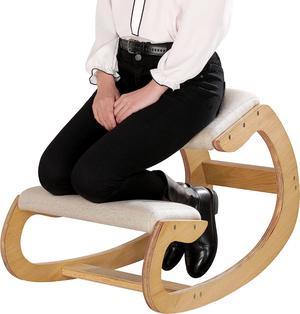 Predawn Ergonomic Kneeling Chair for Upright Posture - Rocking Chair Knee Stool for Home, Office & Meditation - Wood & Linen Cushion - Relieving Back and Neck Pain & Improving Posture (Natural)