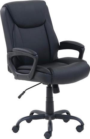 Basics Classic Puresoft Padded Mid-Back Office Computer Desk Chair with Armrest - Black