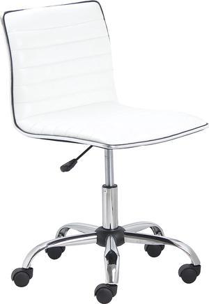 BTEXPERT 5029w BTExpert Swivel Mid Back Armless Ribbed Designer Task Chair Leather Soft Upholstery Office Chair - White